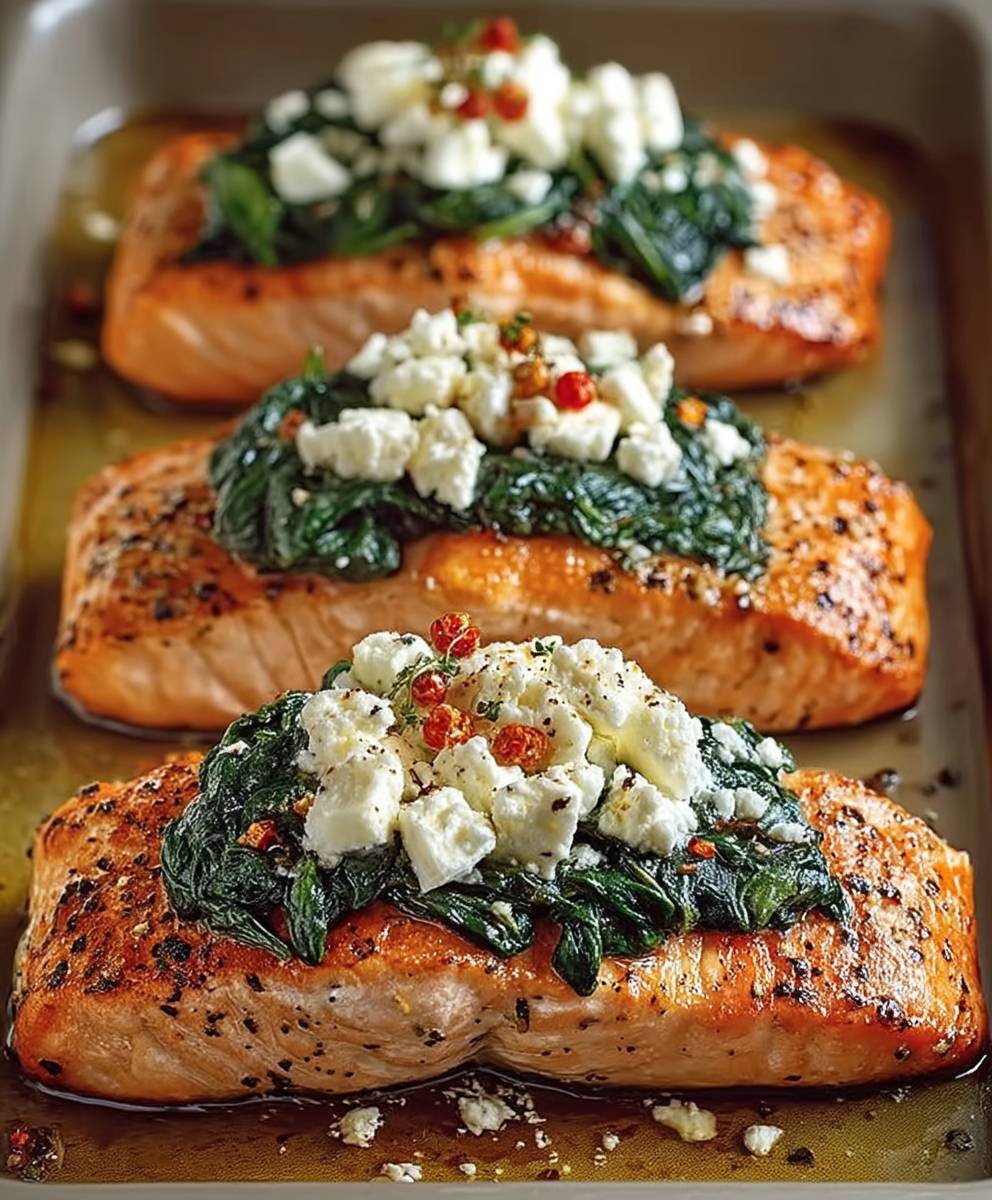 Gefüllter Lachs Spinat Feta