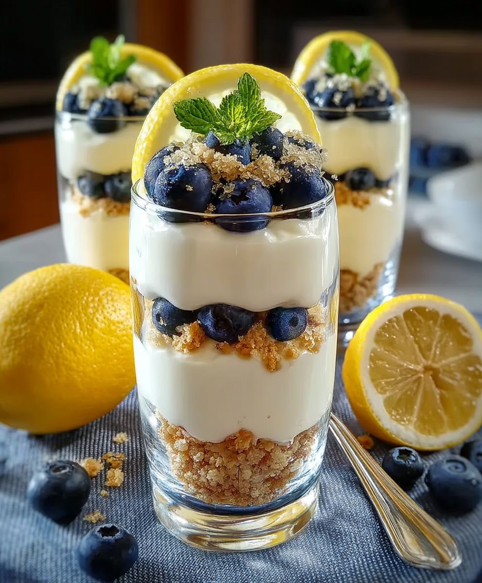 Zitronenjoghurt Blaubeeren Parfait