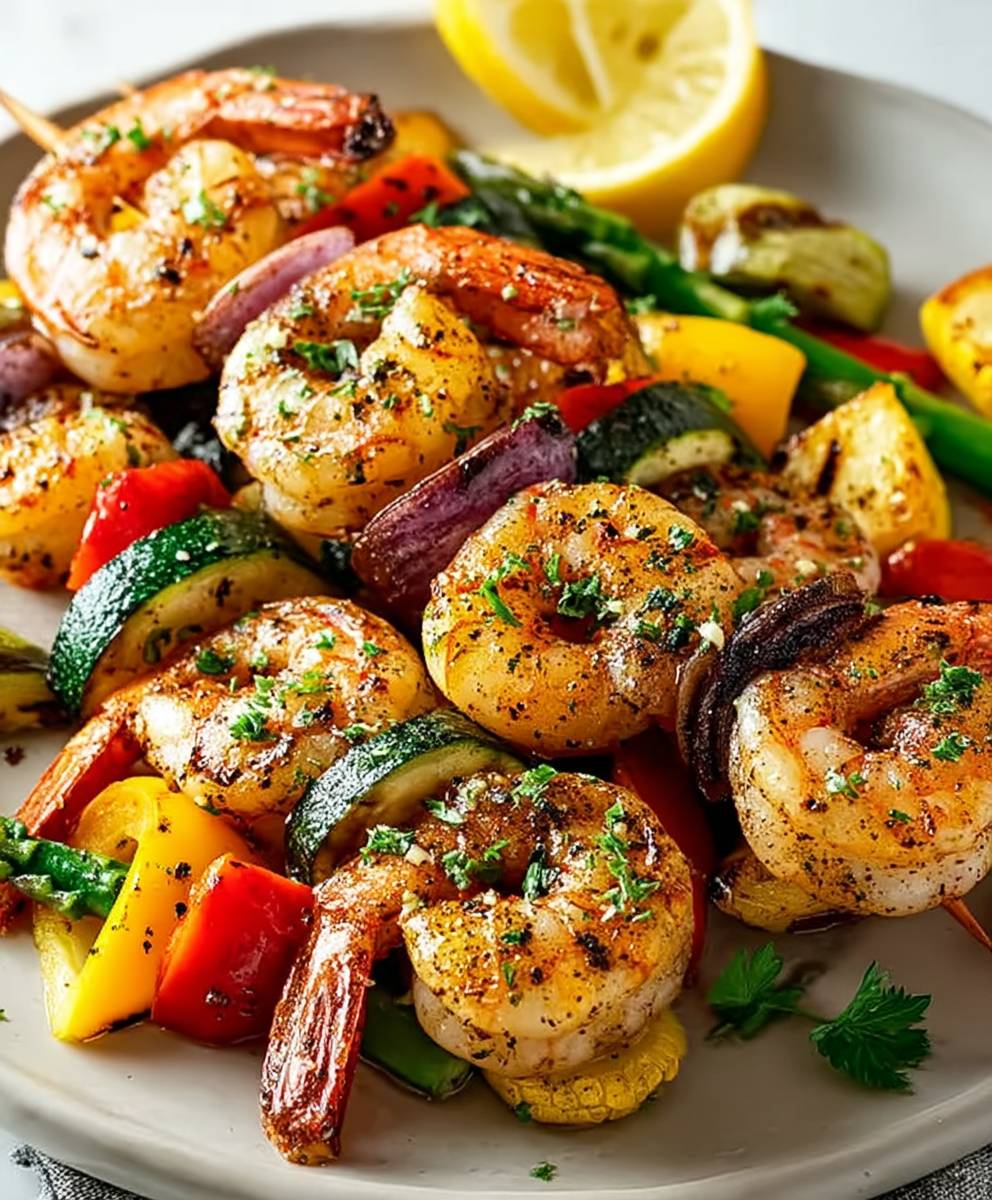 Knoblauchbutter Garnelen Gemüse