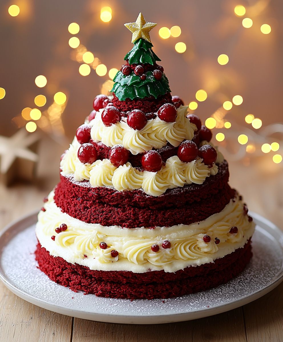 Weihnachtsbaumkuchen roter Samt