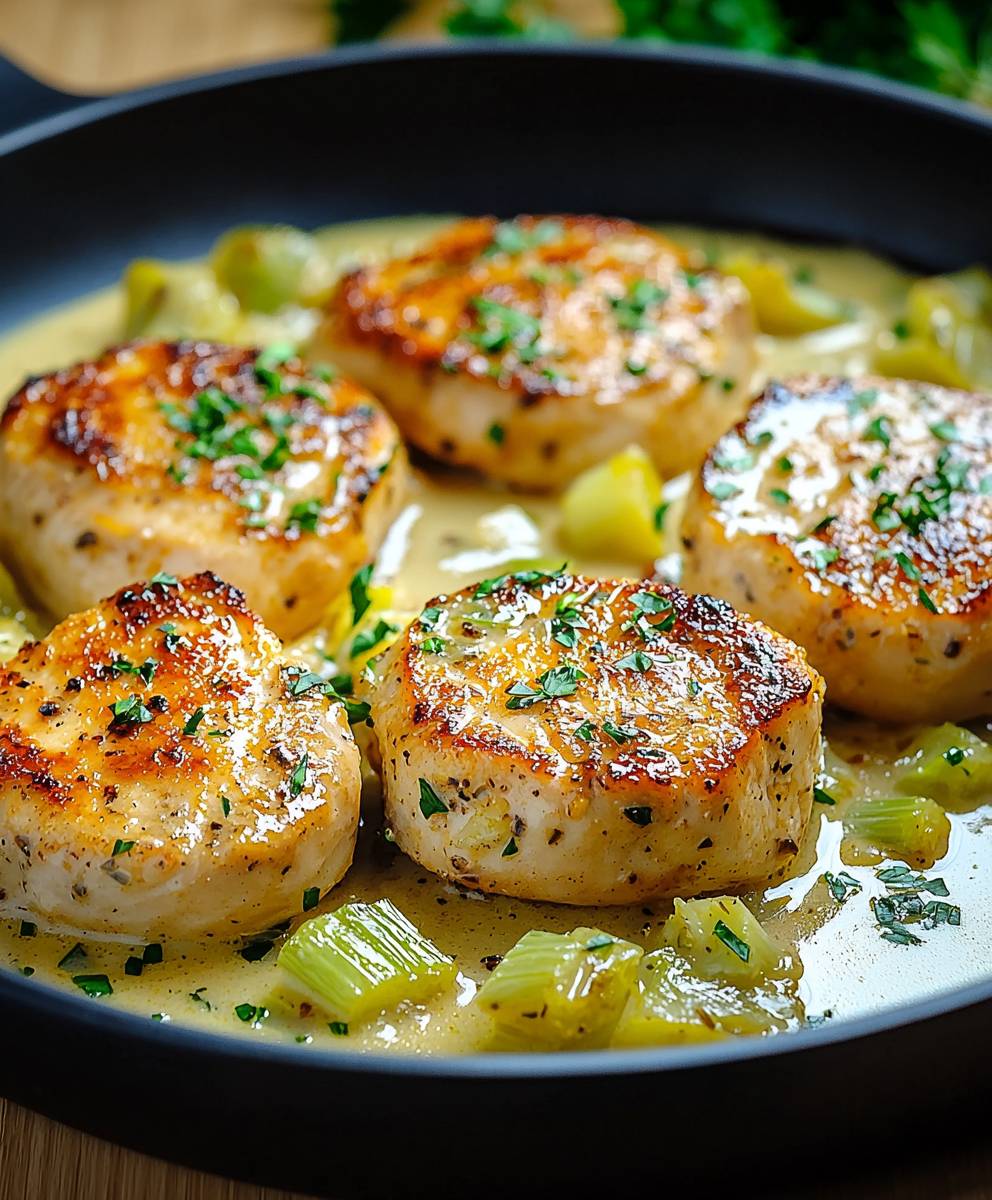 Putenmedaillons Lauch Sahne Sauce