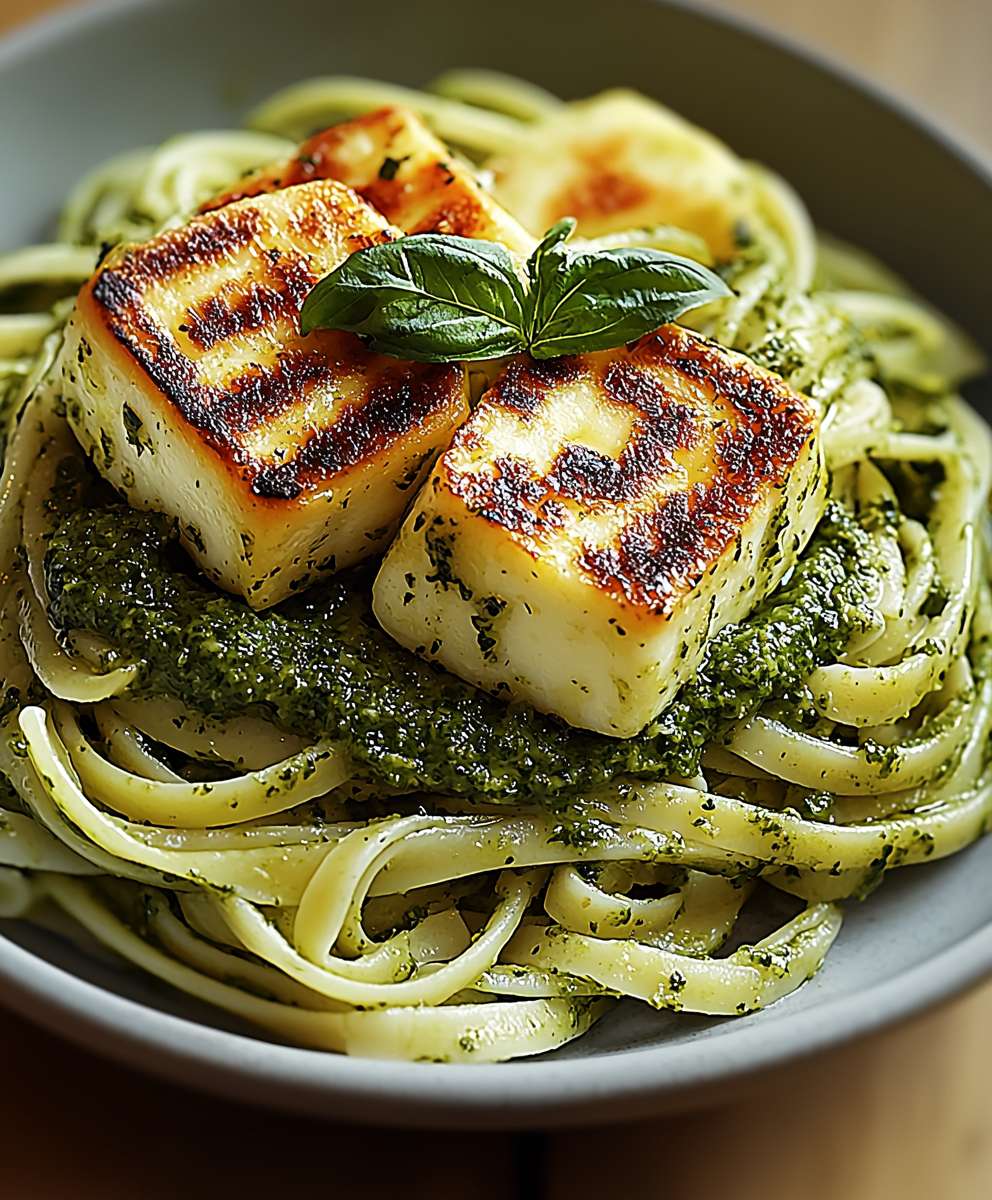 Halloumi Zucchini Pesto Nudeln