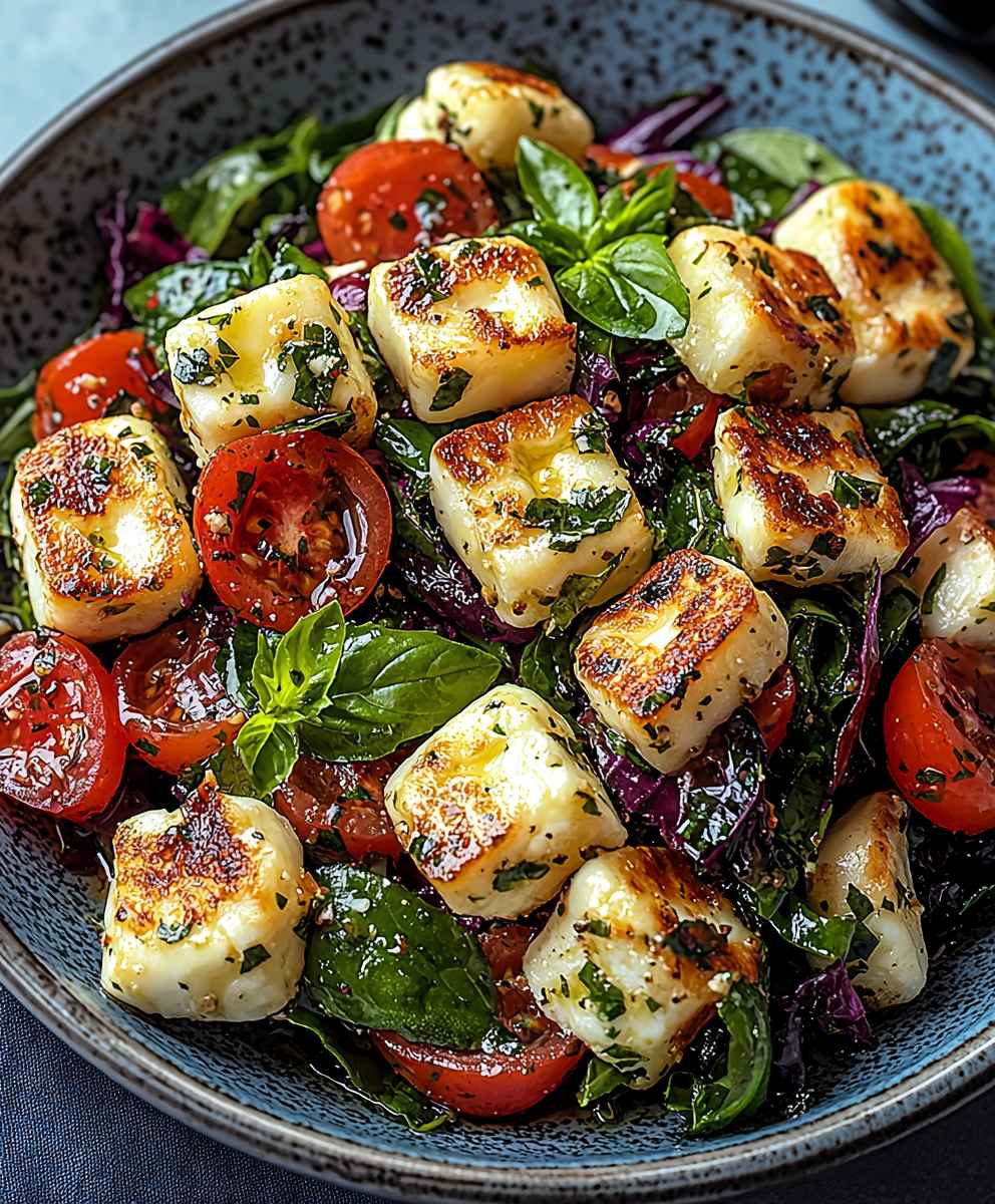 Kritharaki Salat Halloumi Croutons