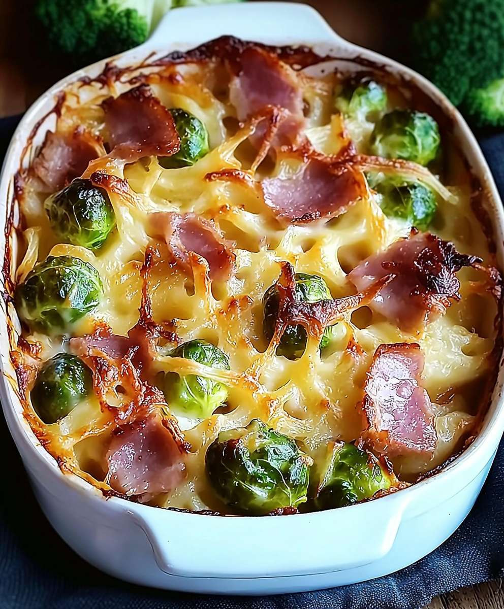 Spätzleauflauf Rosenkohl Kasseler