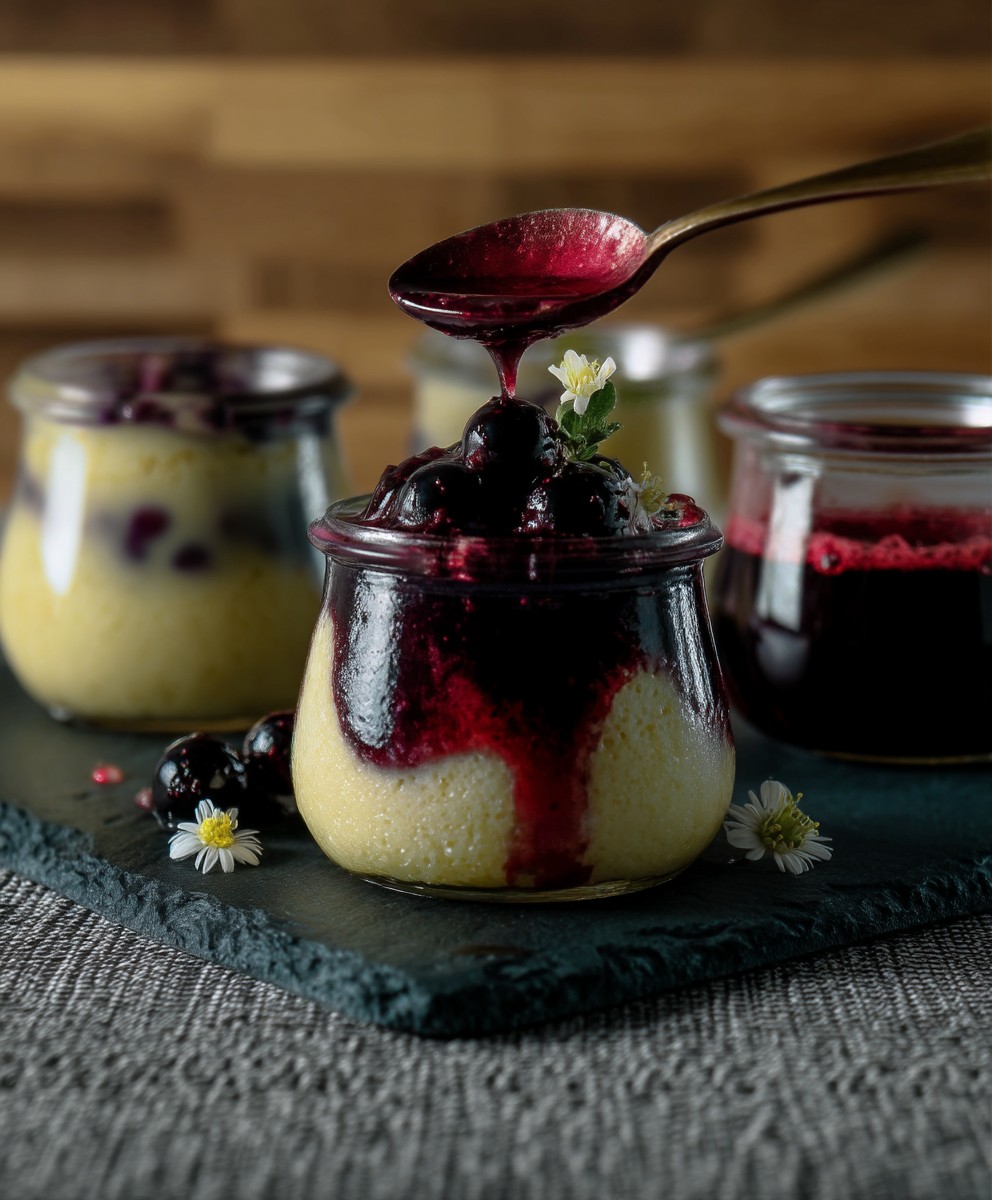 Grieß mit Fliederbeersaft