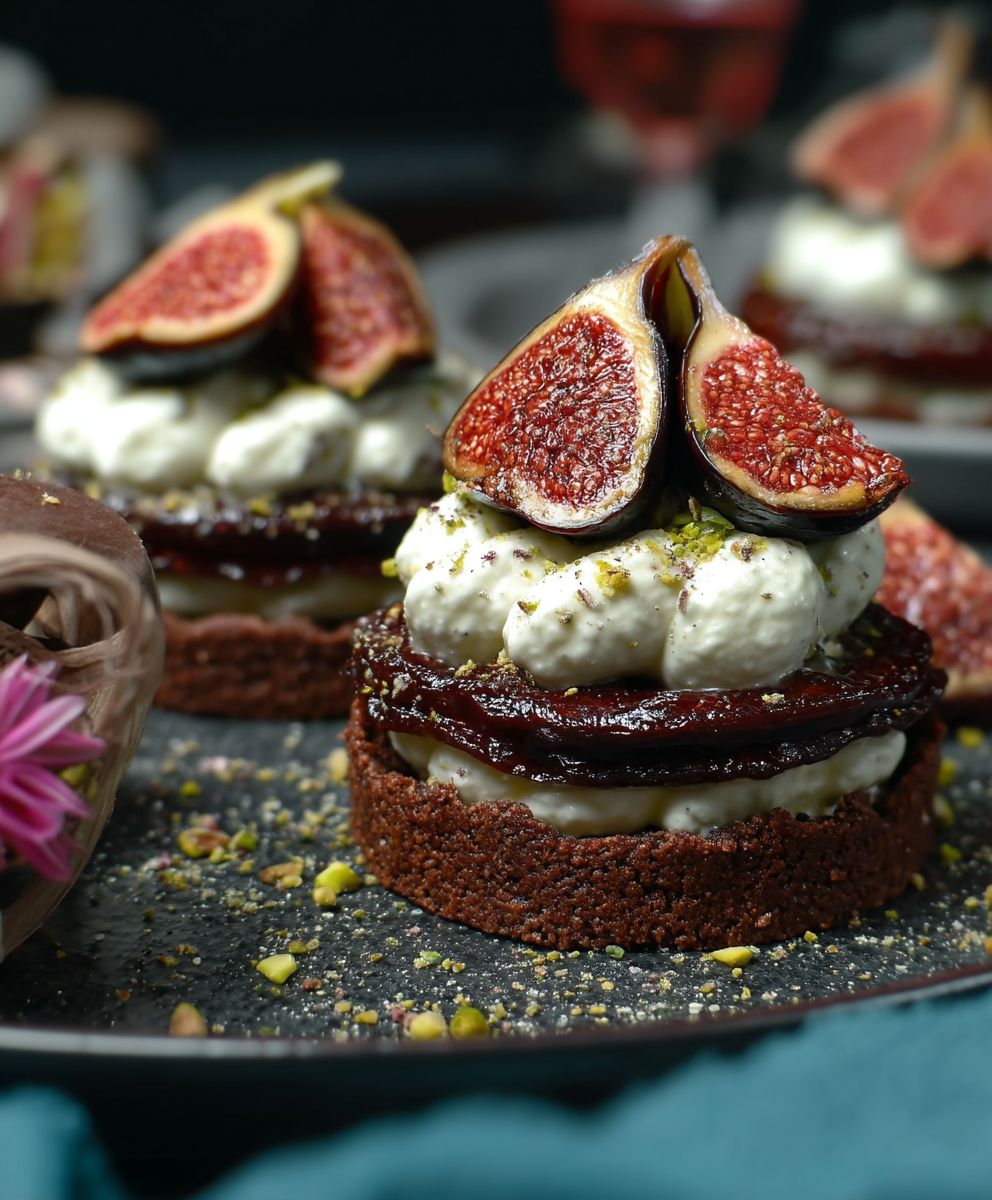 Schoko Feigen Törtchen Pistaziencreme