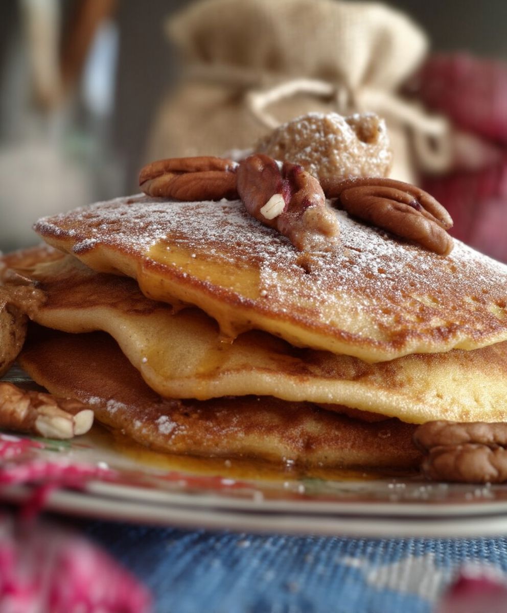 Amerikanische Pancakes Zimt Butter Pecannüsse