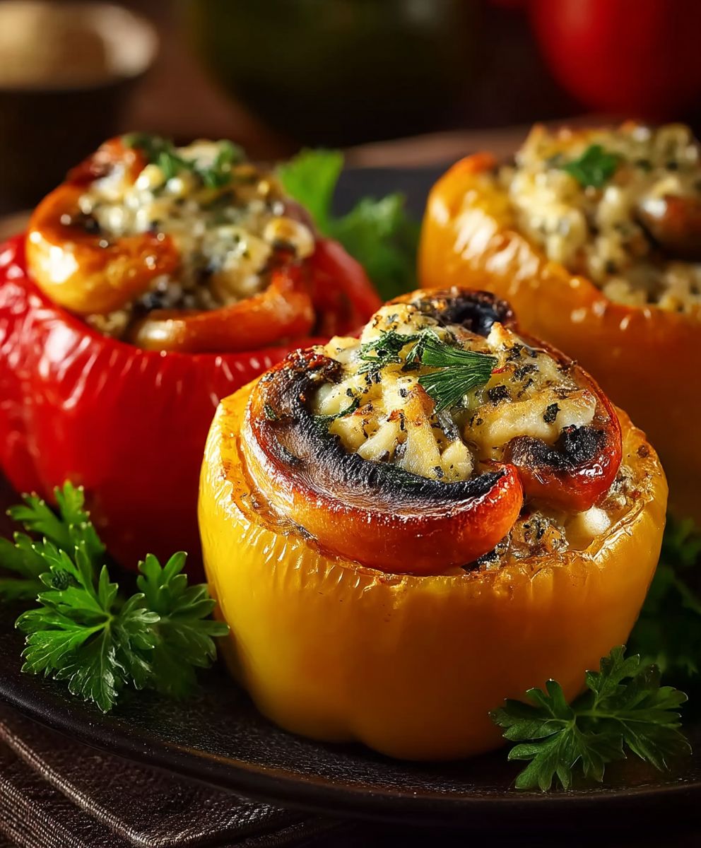 Gefüllte Paprika Hähnchen Pilze