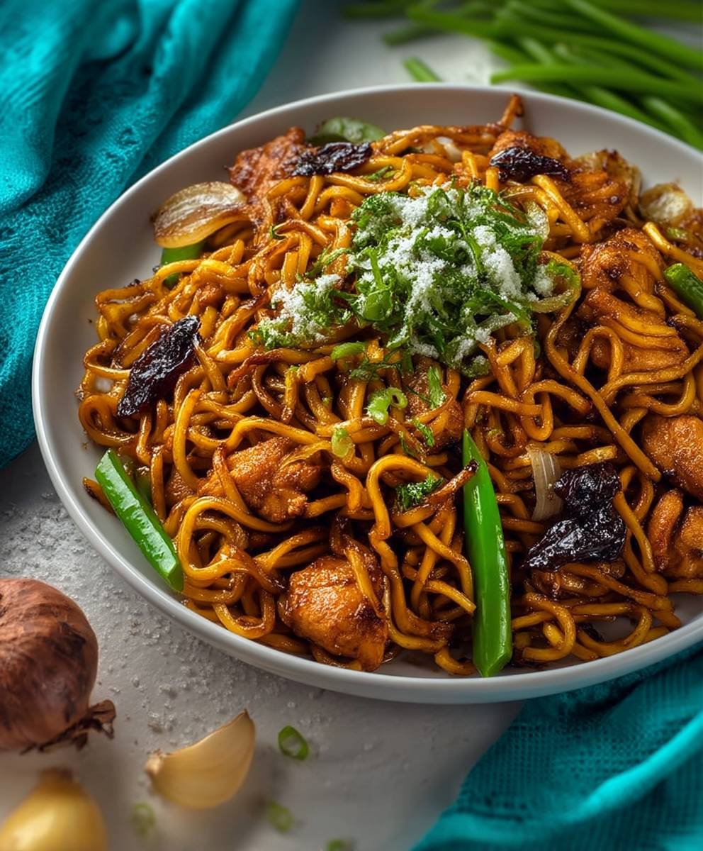 Bratnudeln mit Hähnchen