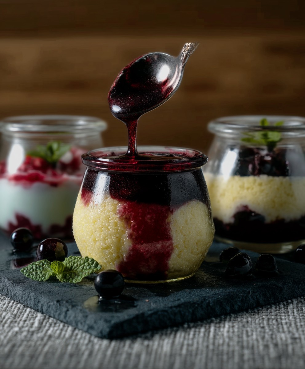 Grieß mit Fliederbeersaft