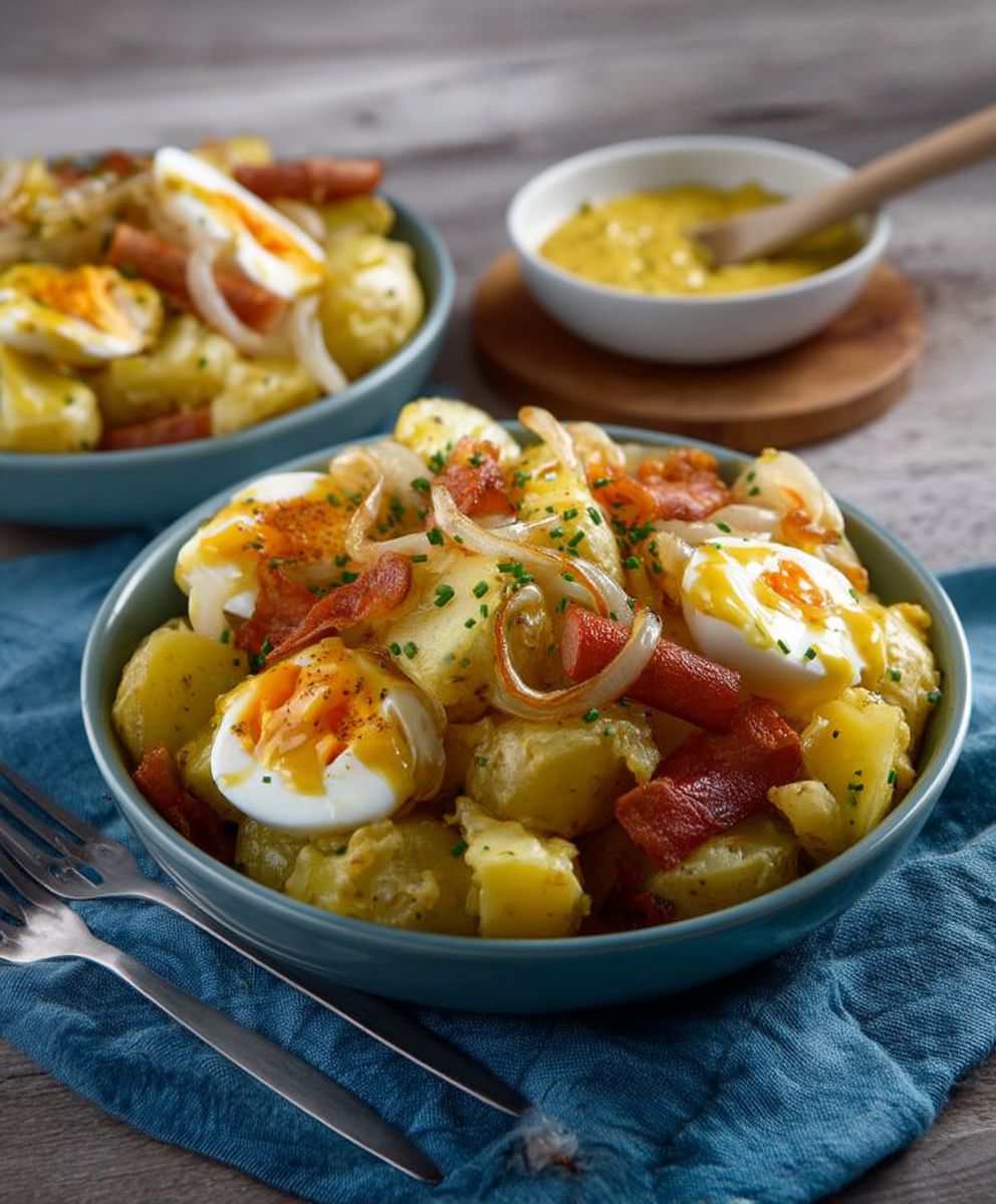 Kartoffelsalat Röstzwiebeln Honig Senf