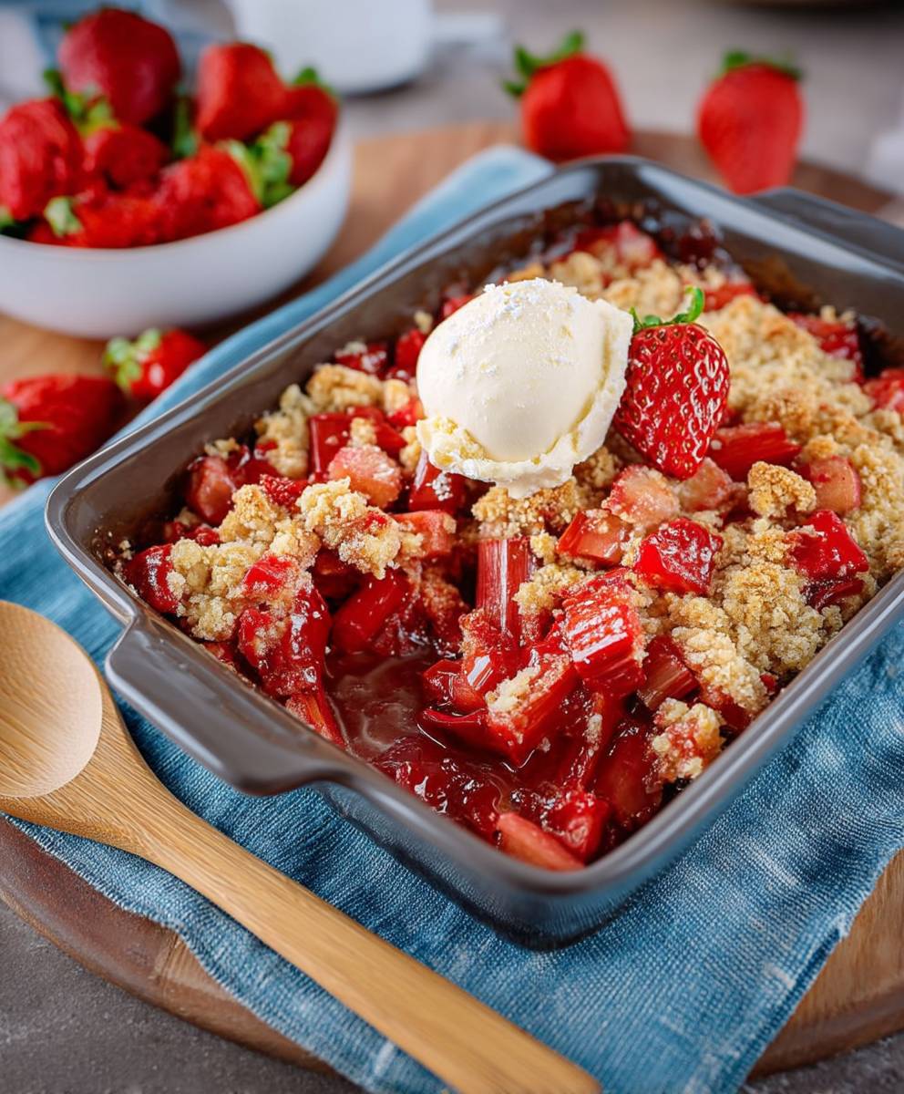 Erdbeer Rhabarber Crumble einfach lecker