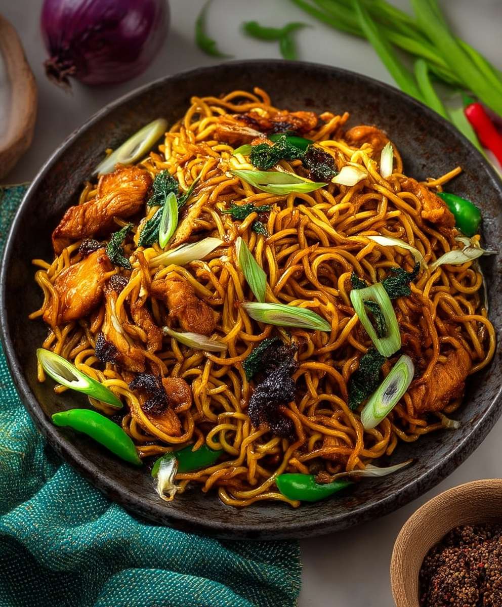 Bratnudeln mit Hähnchen