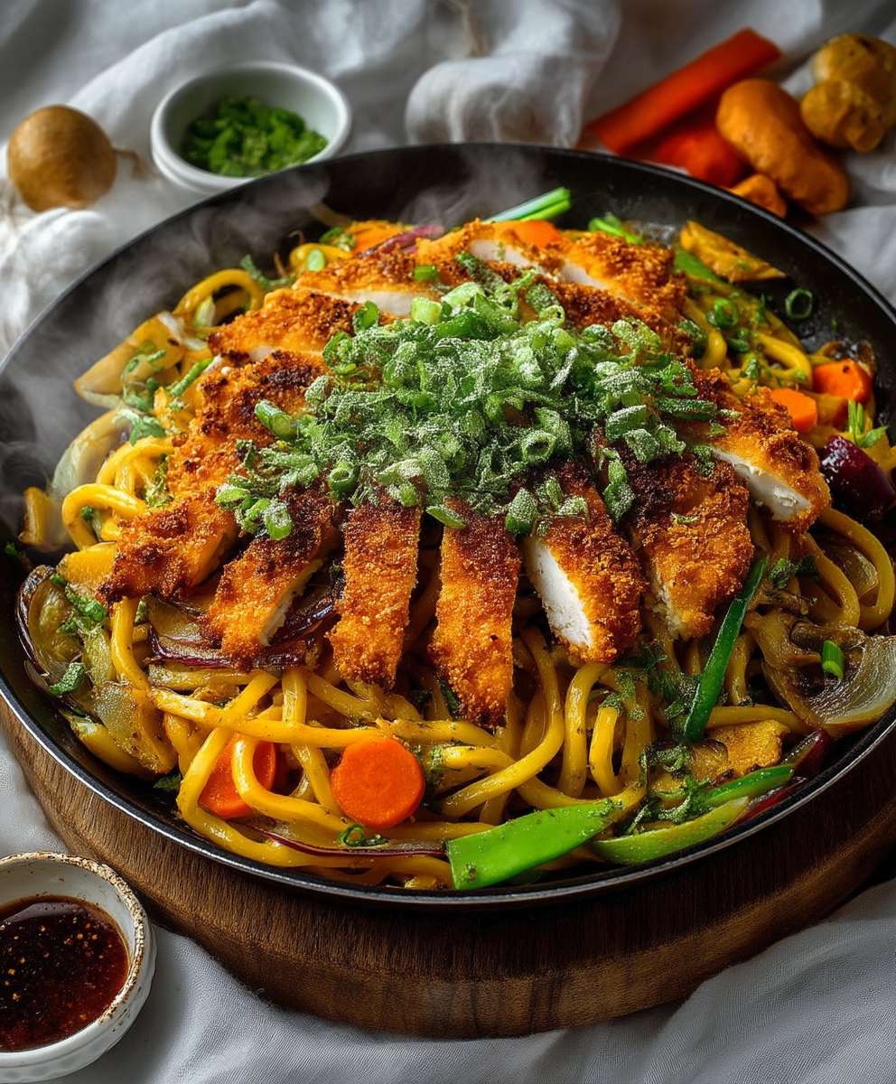 Udon Nudelpfanne Hähnchen Gemüse