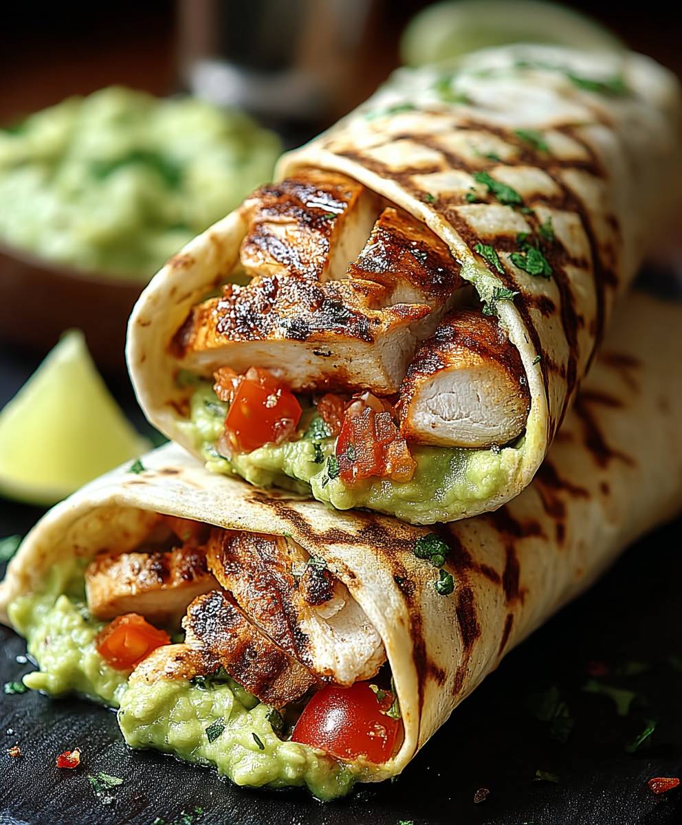 Guacamole Hähnchen Wraps