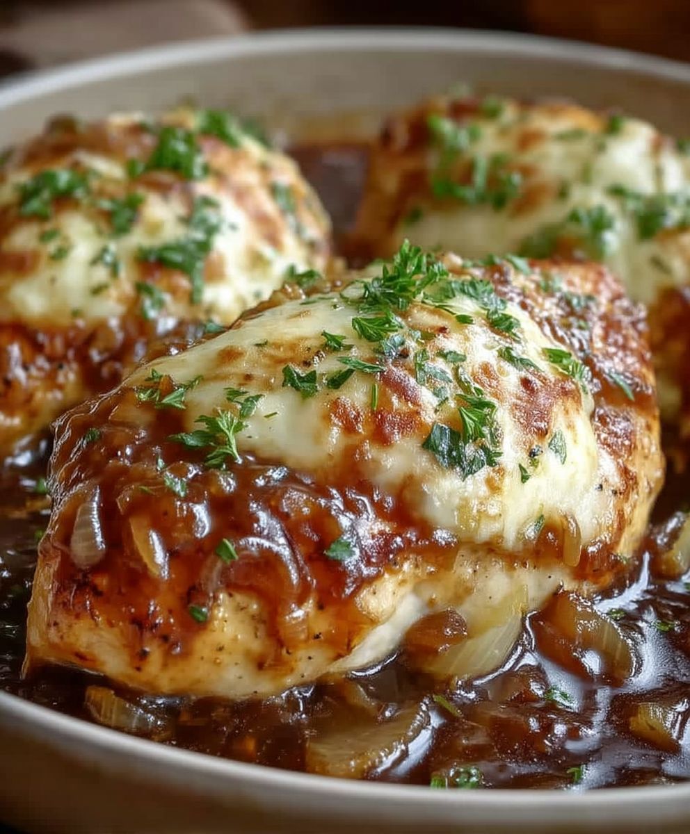 Französisches Zwiebelfleisch Hähnchen