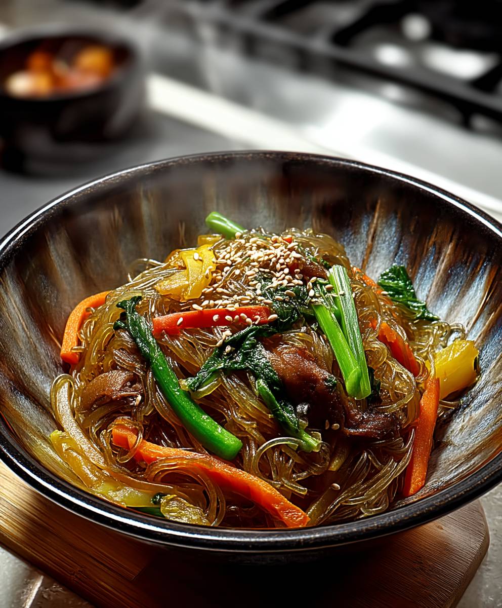 Japchae koreanische Glasnudeln