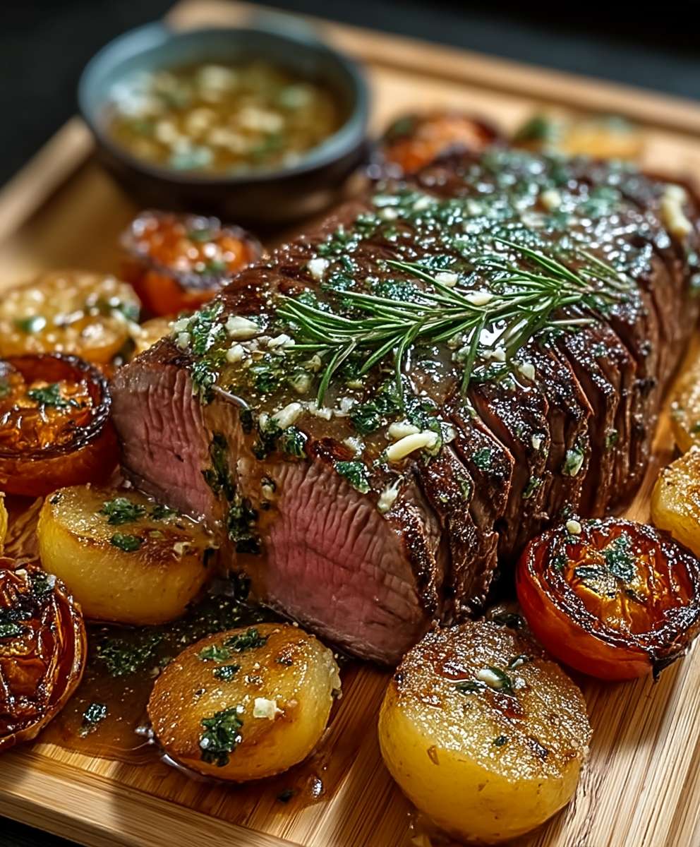 Knoblauch Butter Kräuterbraten Rindfleisch