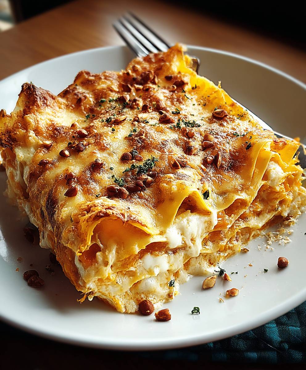 Kürbis Haselnuss Fontina Lasagne