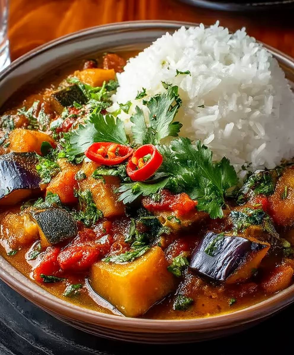 Auberginen Curry zubereiten