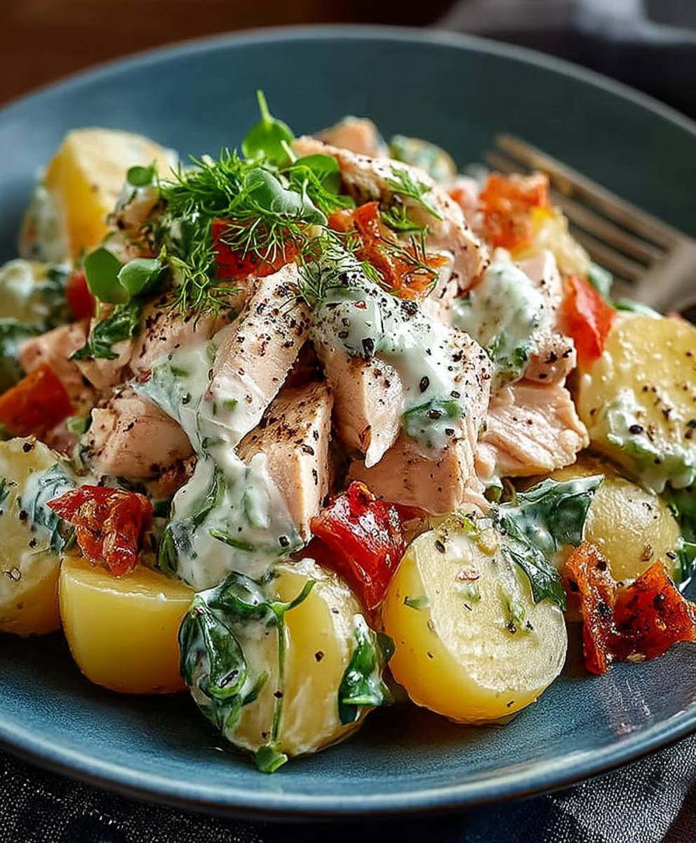 Hähnchen Kartoffelsalat Joghurt Dressing