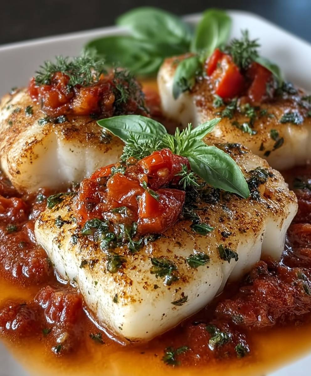 Mediterraner Kabeljau in Sauce