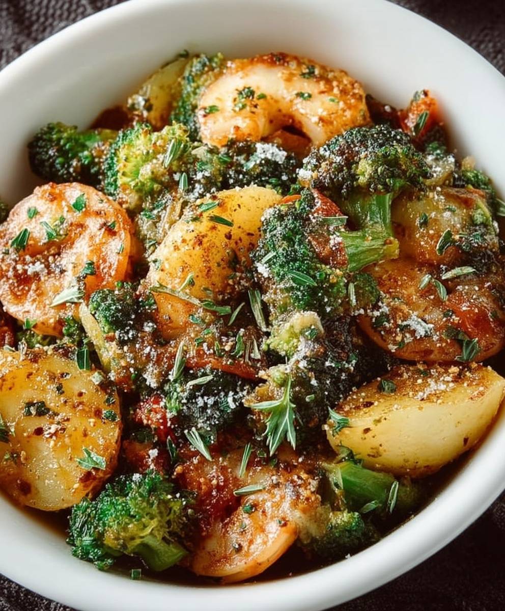 Knoblauchgarnelen Brokkoli