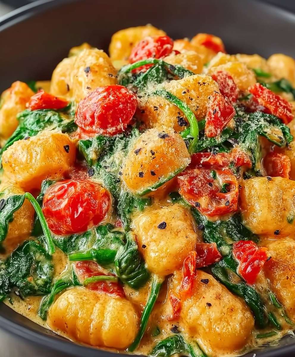 Schnelle Gnocchi Pfanne Tomate Spinat