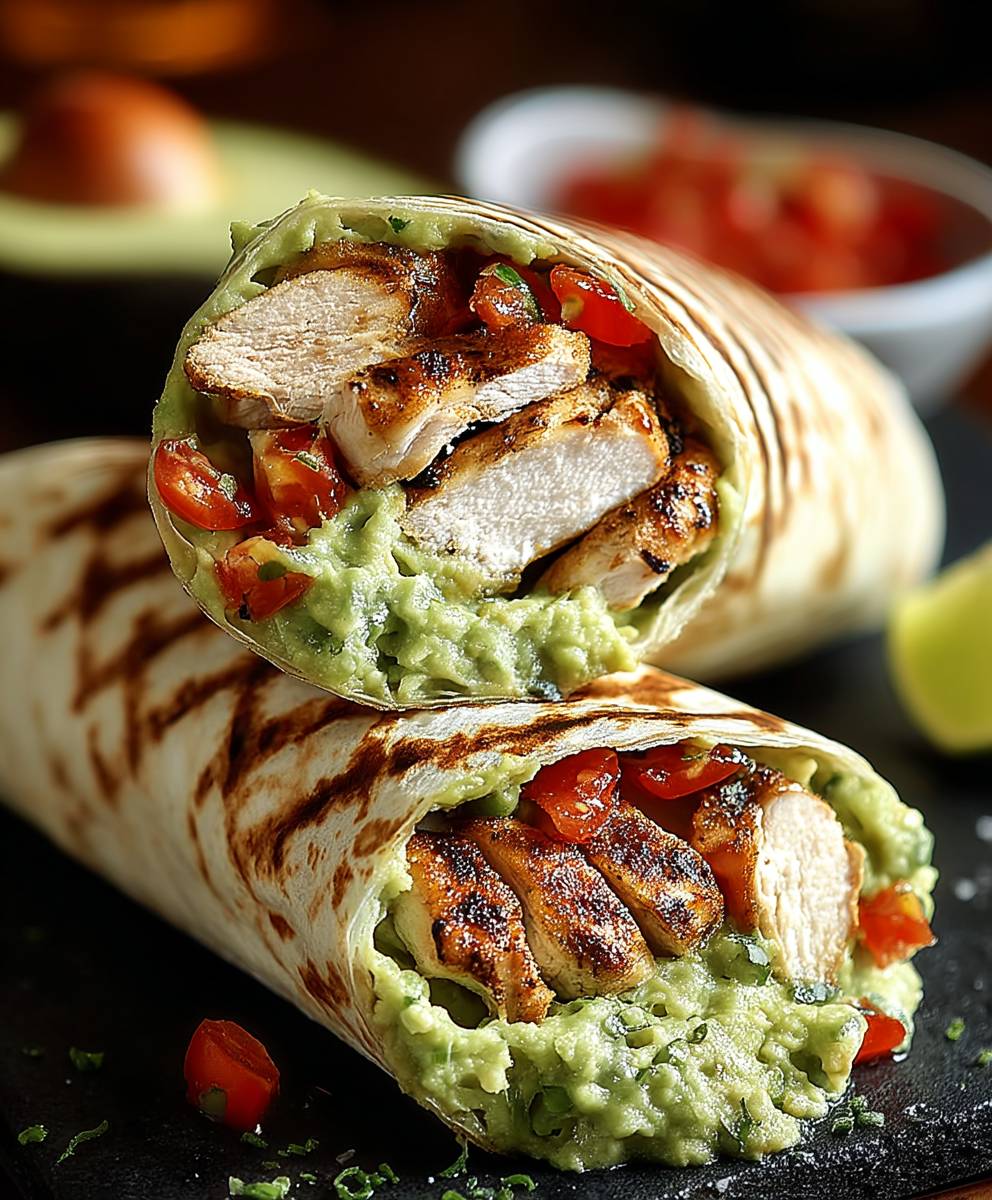 Guacamole Hähnchen Wraps