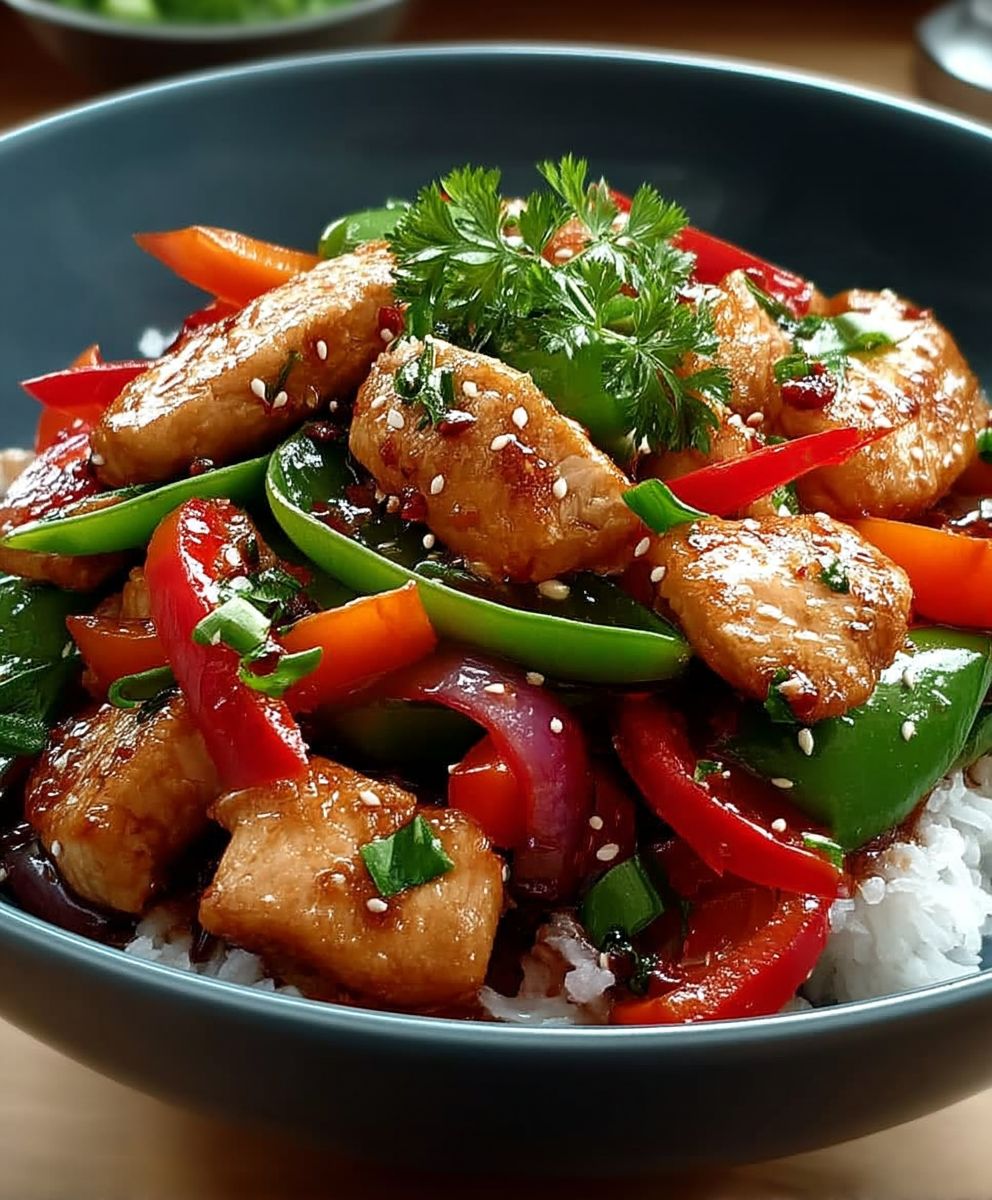 Süßes Chili Hähnchen Pfanne