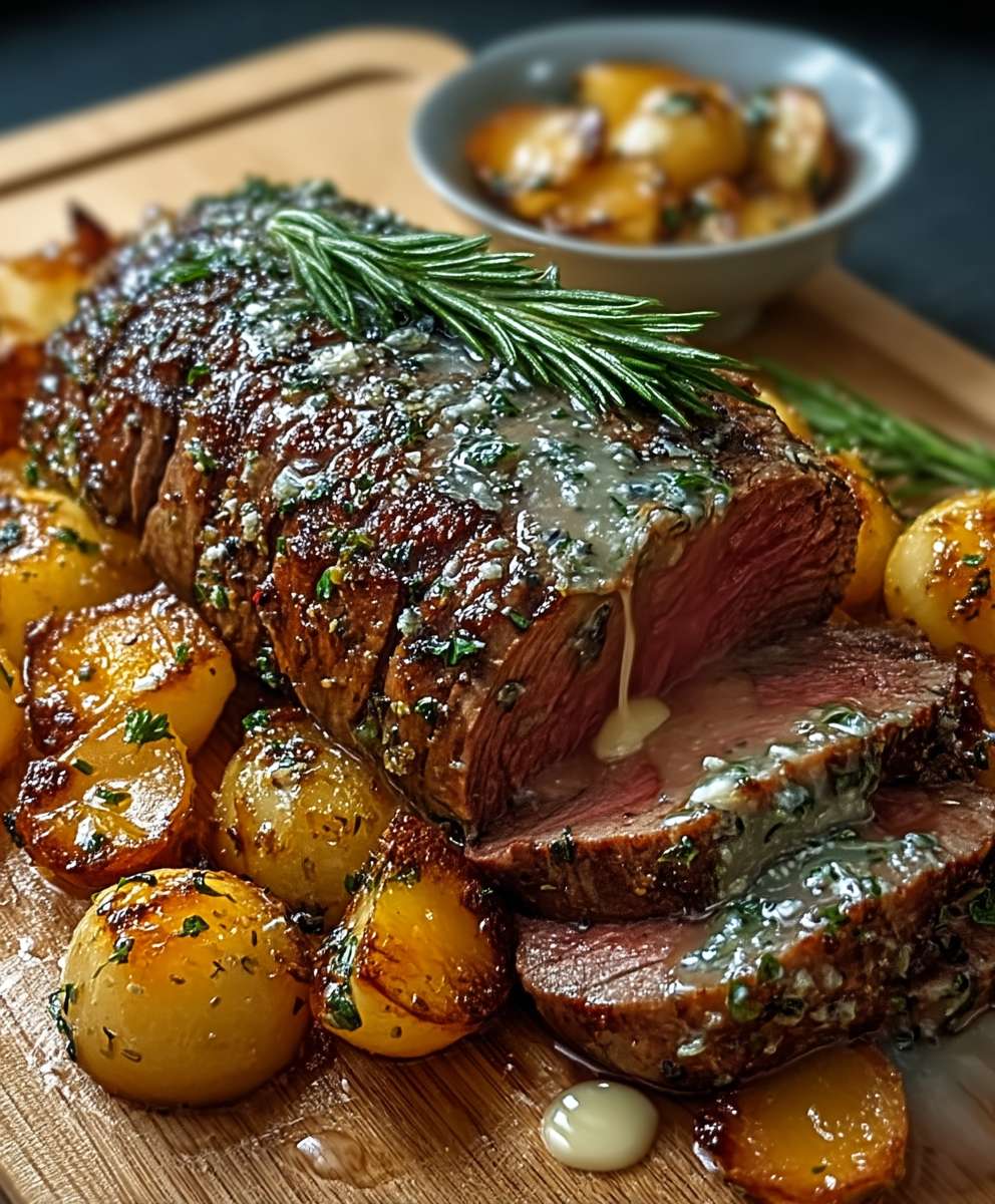 Knoblauch Butter Kräuterbraten Rindfleisch