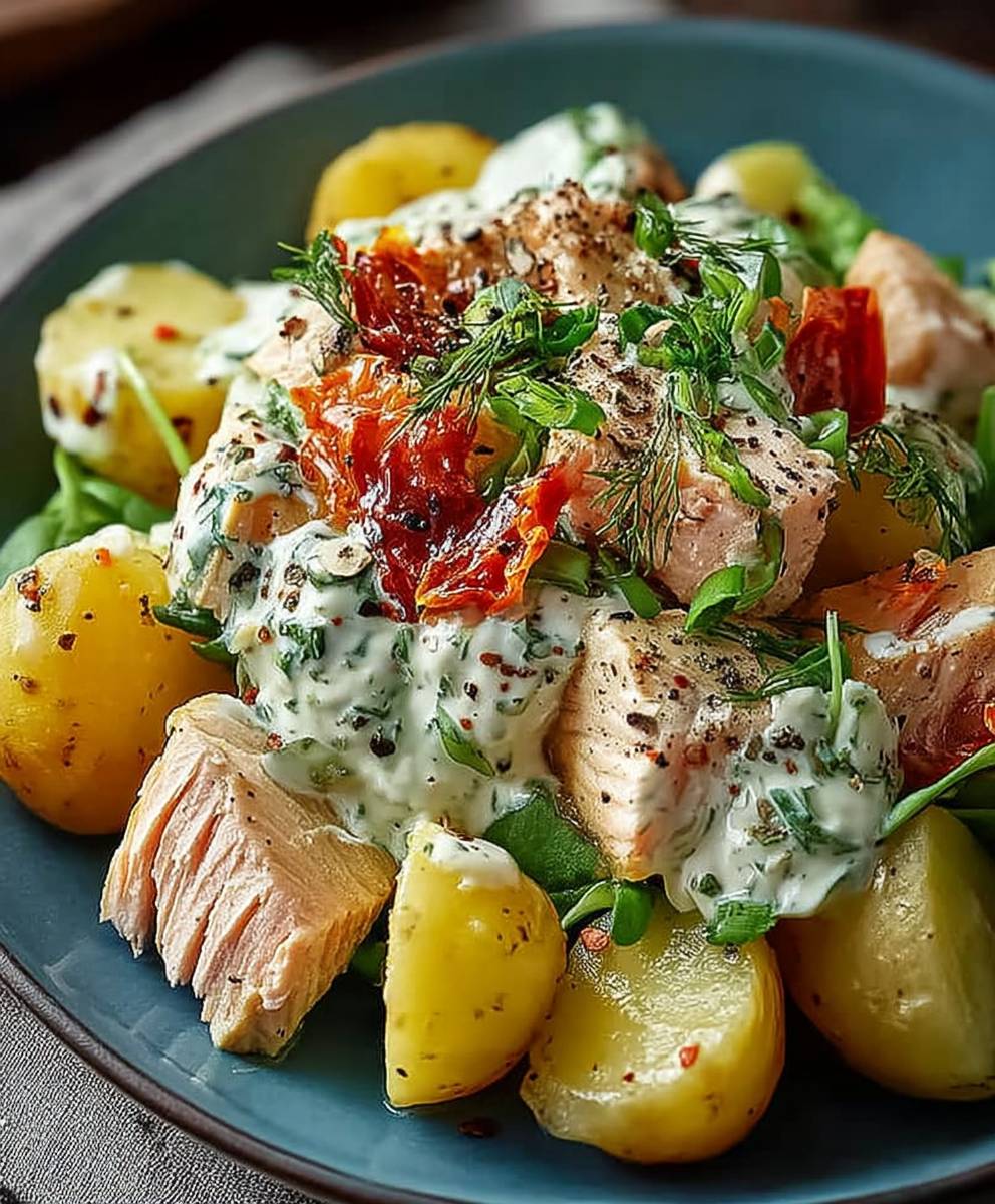 Hähnchen Kartoffelsalat Joghurt Dressing