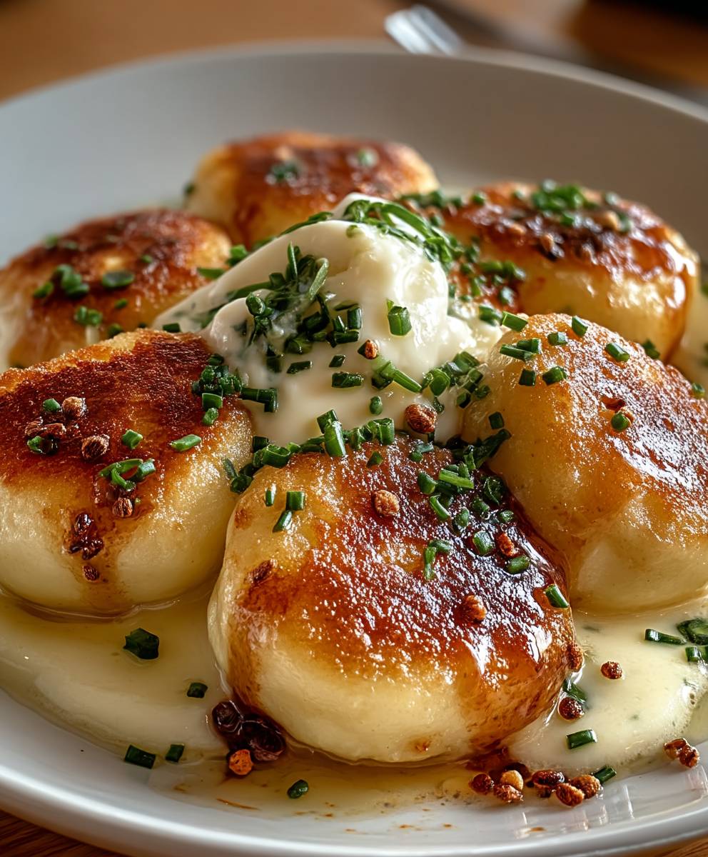 Gebratene Hüttenkäseknödel