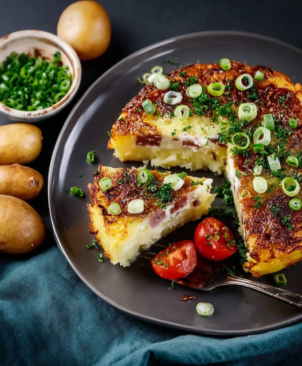 Kartoffelkuchen mit Schinken