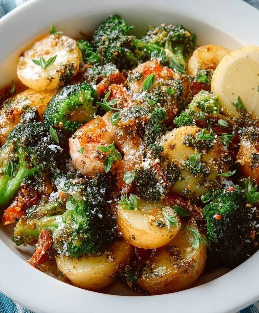 Knoblauchgarnelen Brokkoli