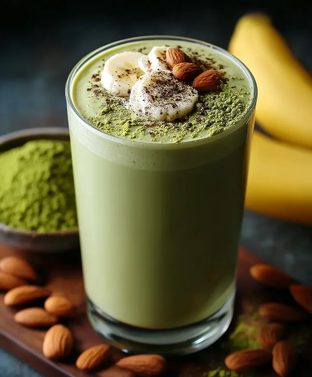 Gesunder Grüner Matcha Smoothie mit Banane – lecker & vital.