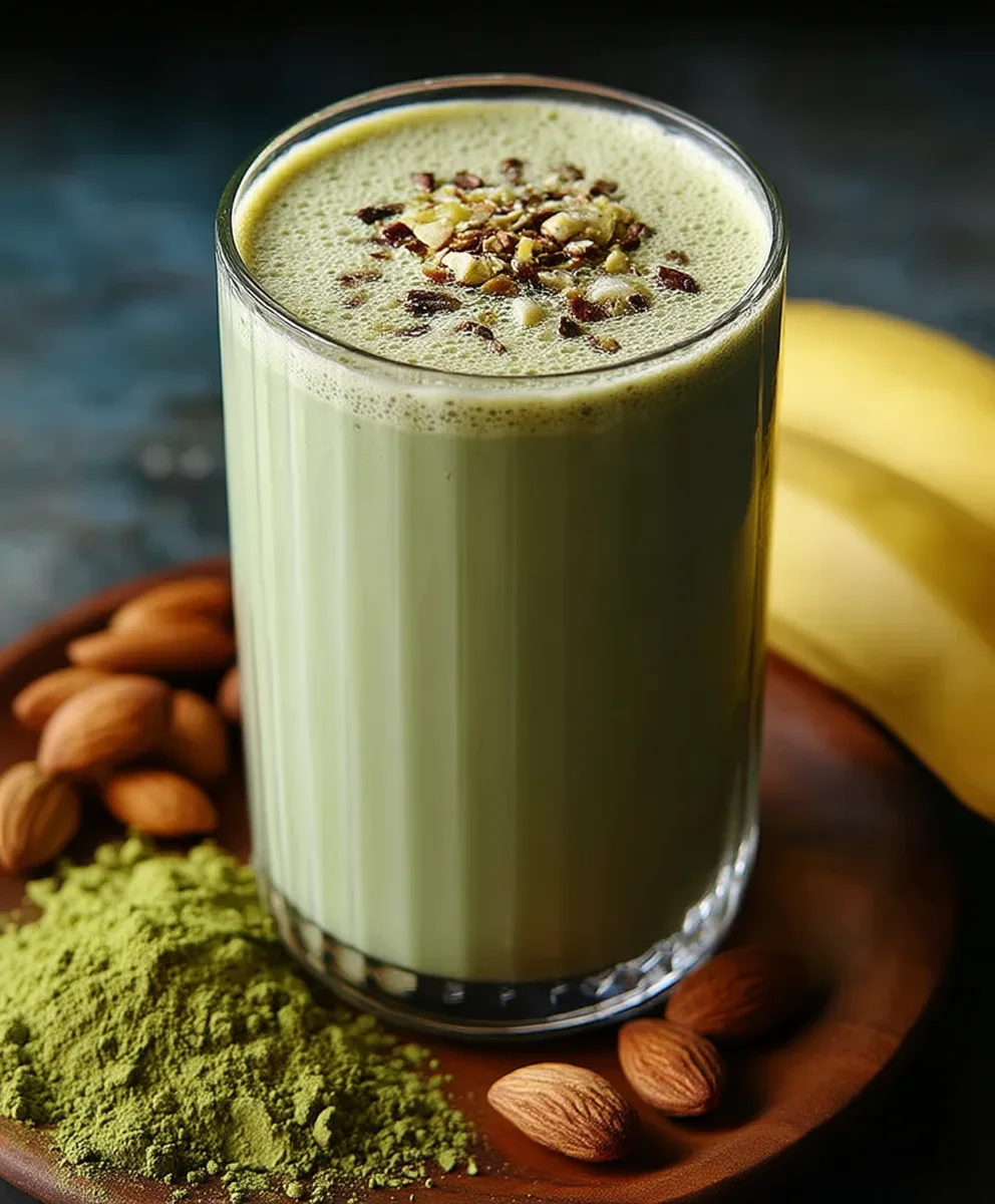Gesunder Grüner Matcha Smoothie mit Banane – lecker & vital.