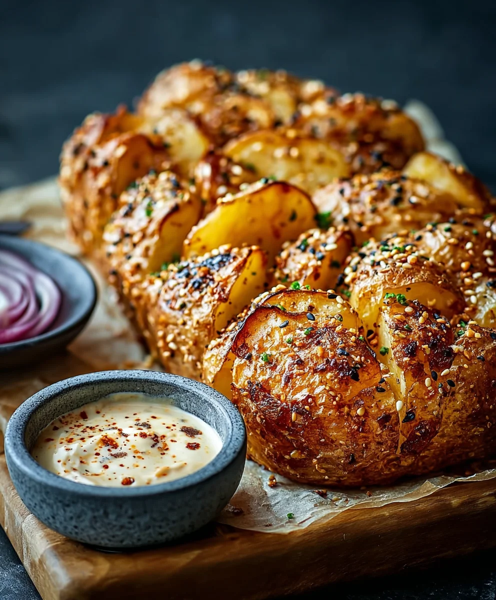 Rezept: Knusprige Ofenkartoffeln mit cremigem Sesamquark