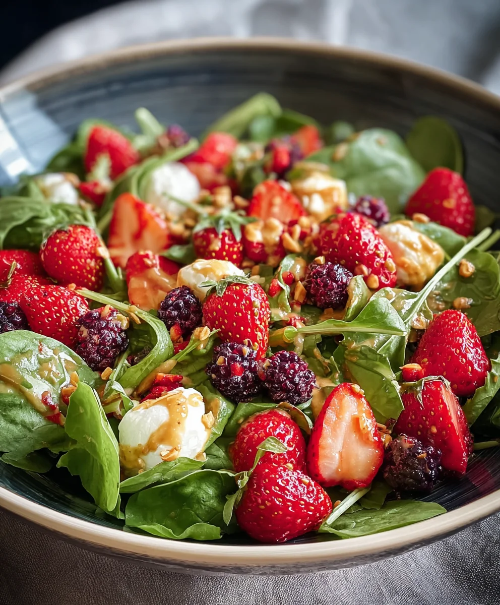 Frischer Feldsalat: Beeren, Erdbeerdressing & Alkoholfrei