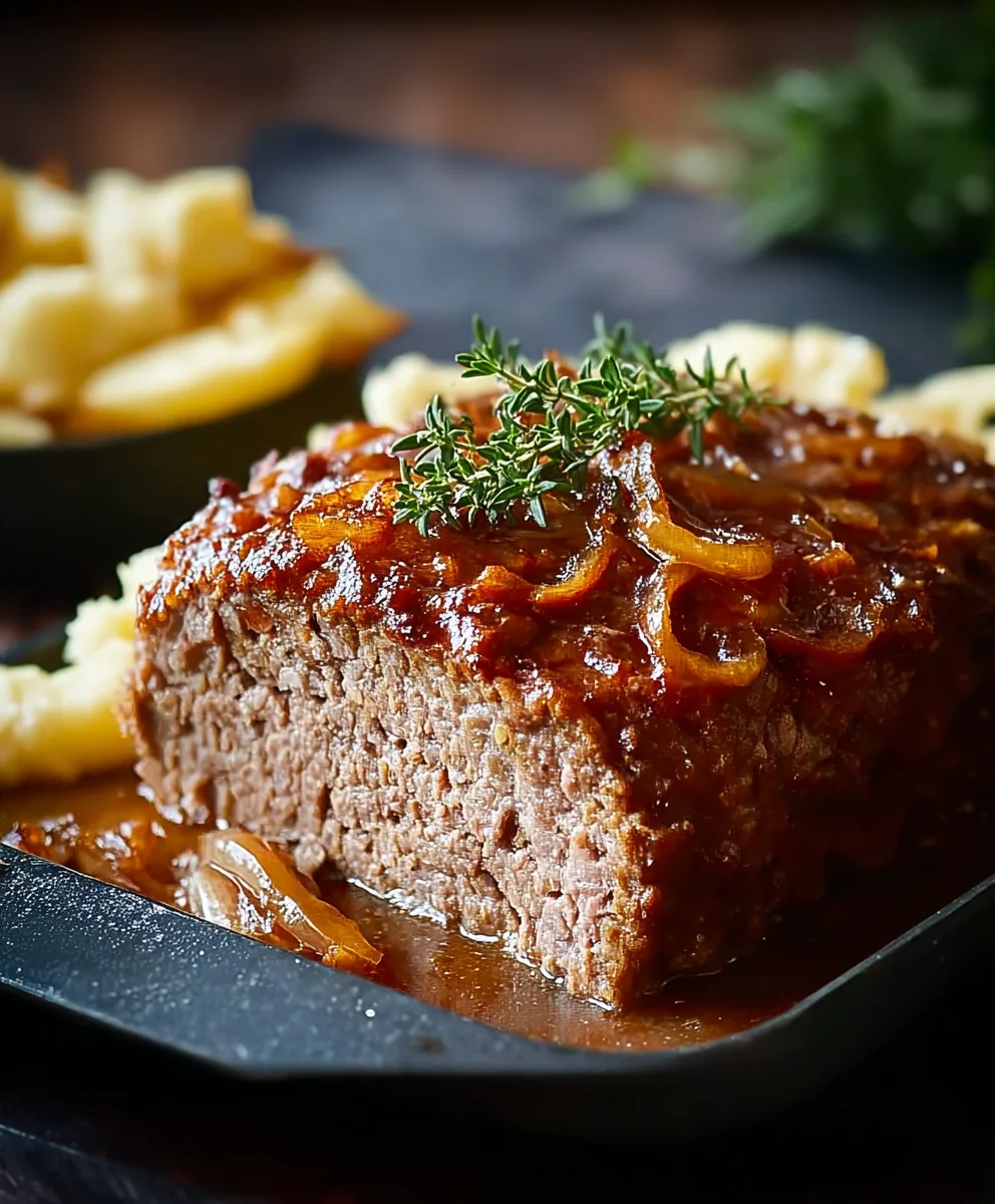 Saftiger Hackbraten aus dem Backofen mit Zwiebel & Ei