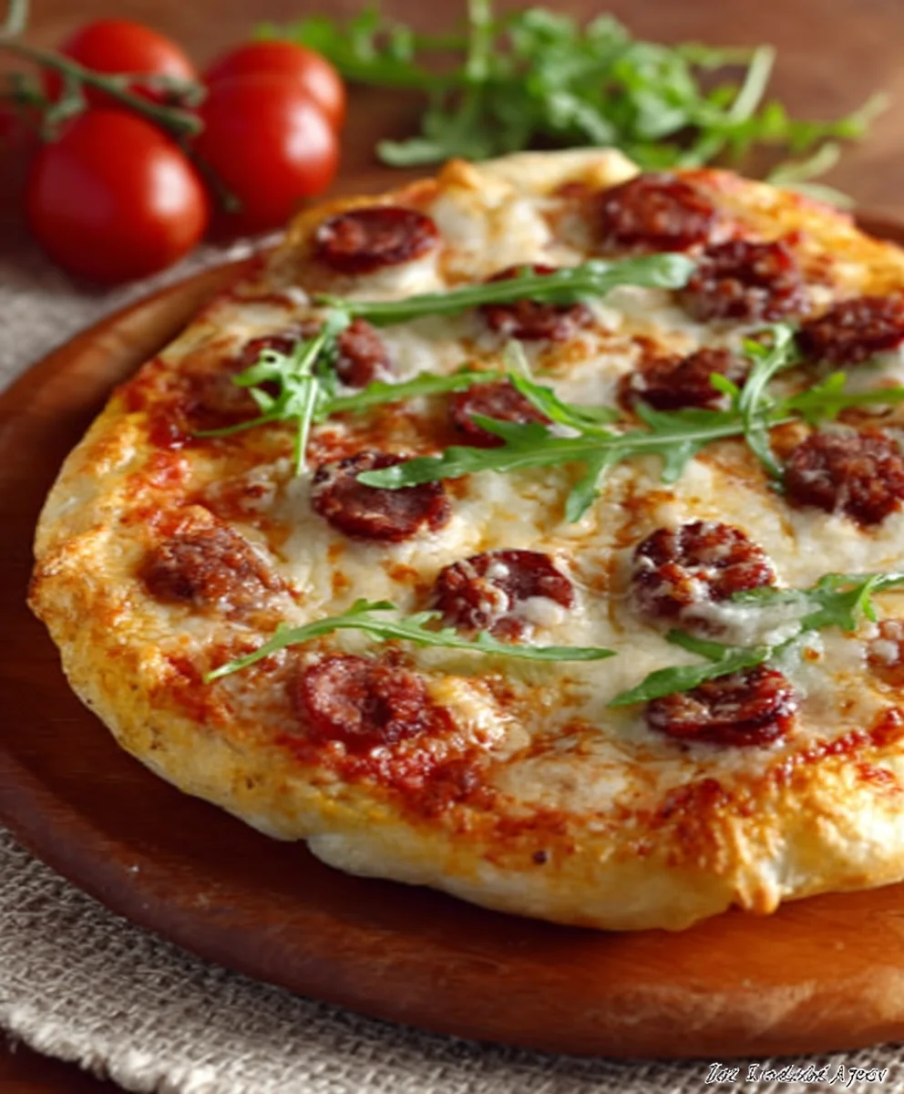 Unwiderstehliche Pizza Rindersalsiccia, Mozzarella & Rucola