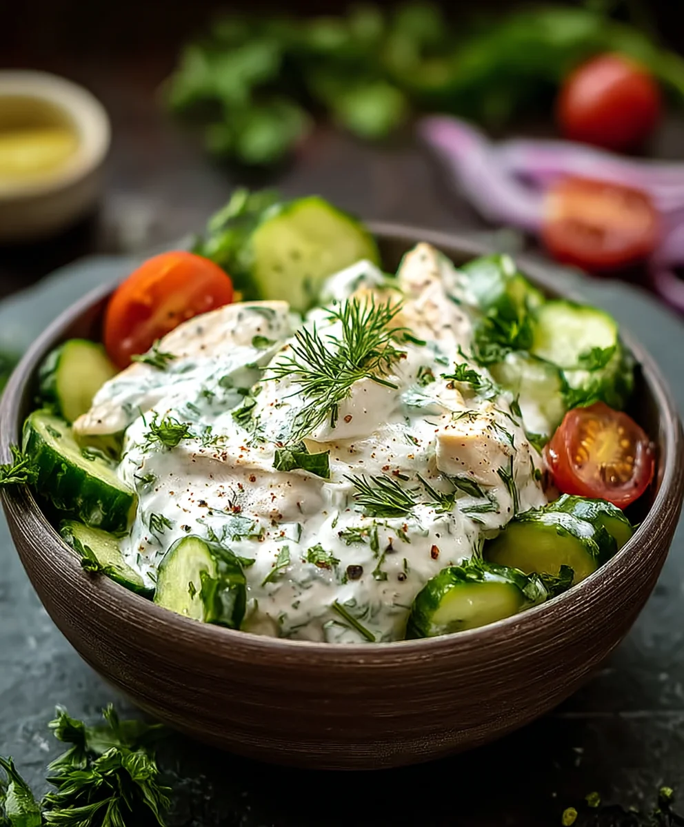 Mediterraner Tzatziki Hähnchensalat: Leicht & Lecker!