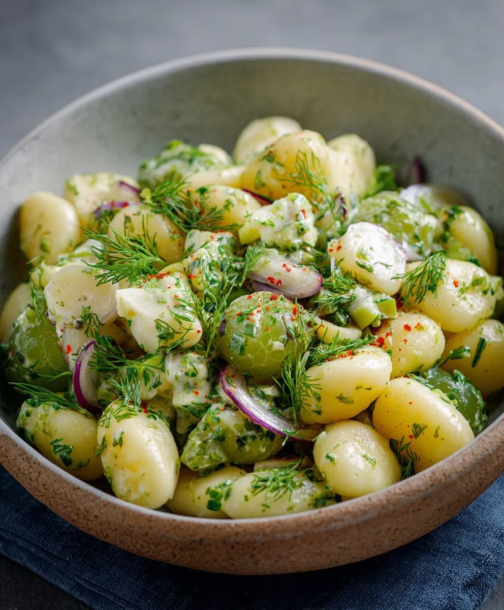 Gnocchi Salat mit Dill & süßen Trauben – Einfach & Lecker!