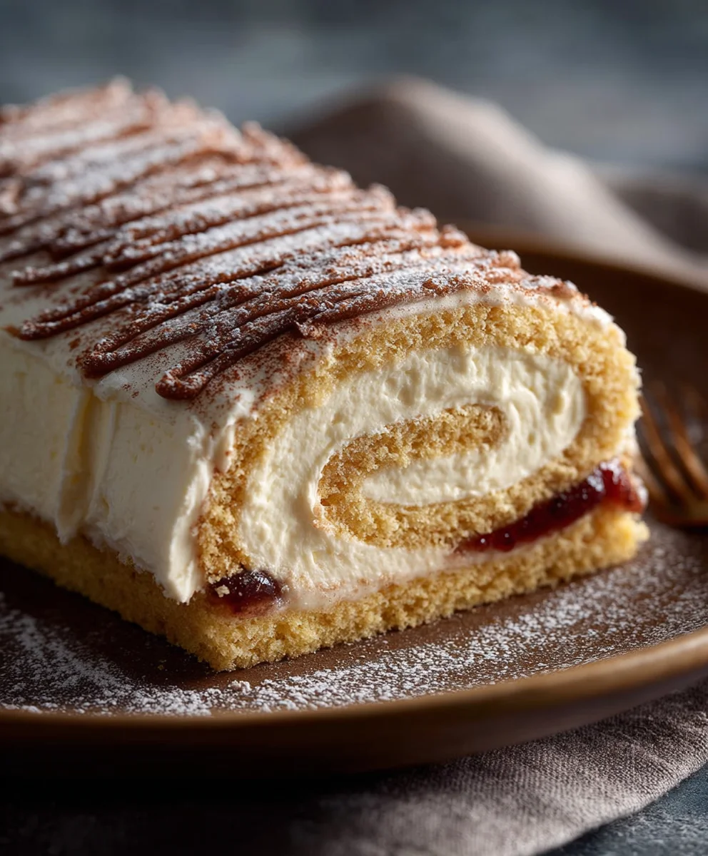 Rezept: Zarte Marroniroulade mit Traubengelee & Biskuitboden