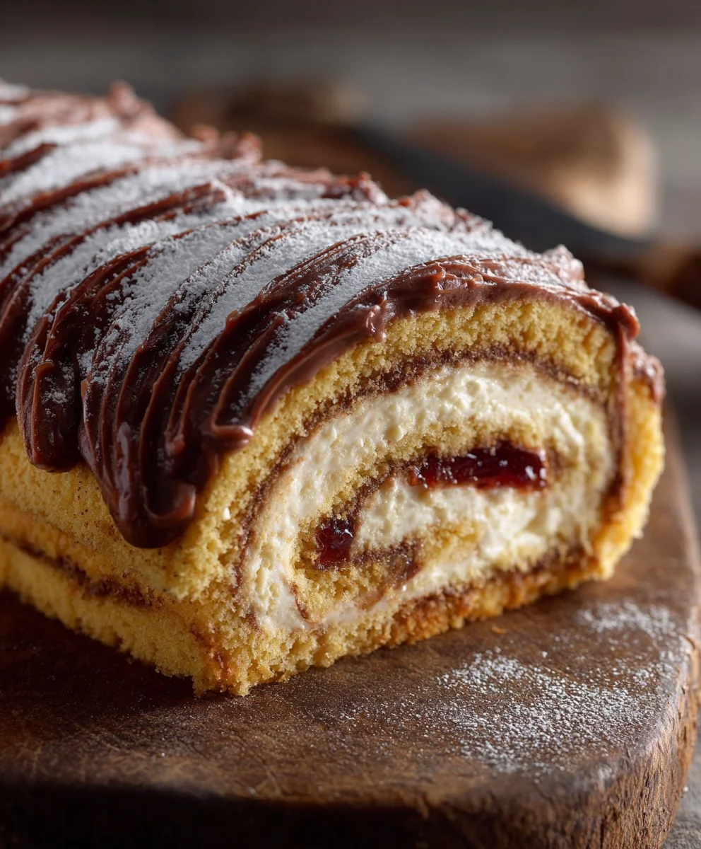 Rezept: Zarte Marroniroulade mit Traubengelee & Biskuitboden