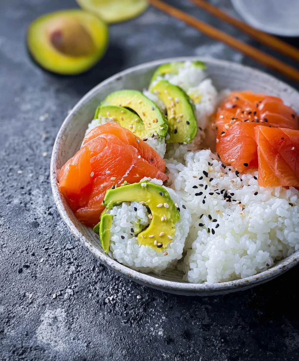 Leckere Sushi Reisbällchen mit Lachs & Avocado Rezept