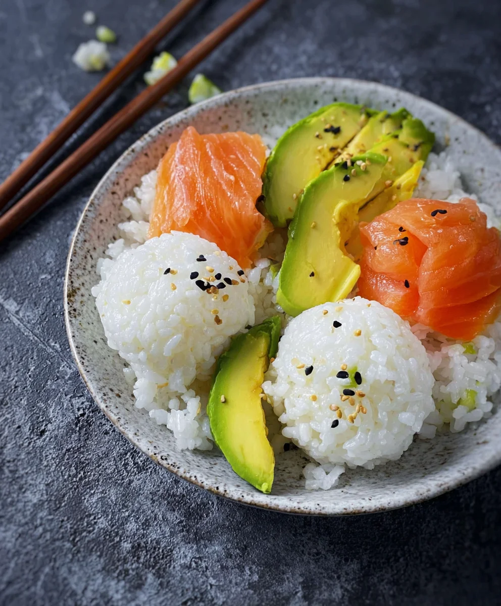 Leckere Sushi Reisbällchen mit Lachs & Avocado Rezept