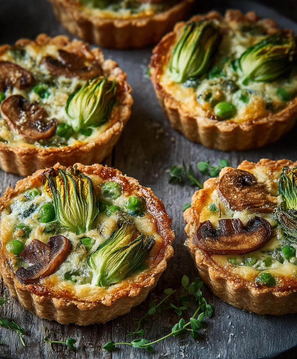 Knusprige Erbsen Tartelettes mit Zucchettiblüten Rezept