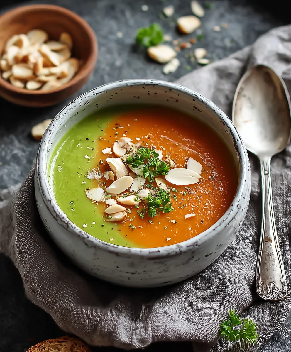 Aromatisches Erbsensüppchen mit Kerbel & Röstmandeln