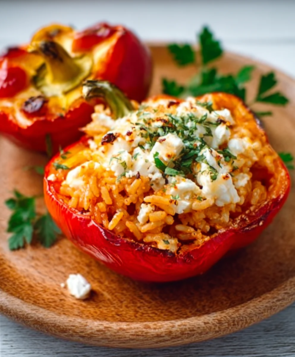 Vegane Gefüllte Paprika mit Reis & Feta: Einfach Lecker
